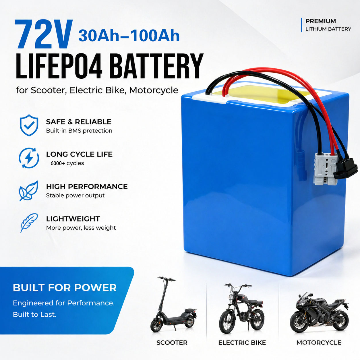 72V 60Ah Lifepo4 Battery Pack - Lithium LiFePO4 72V 50Ah 60Ah 40Ah