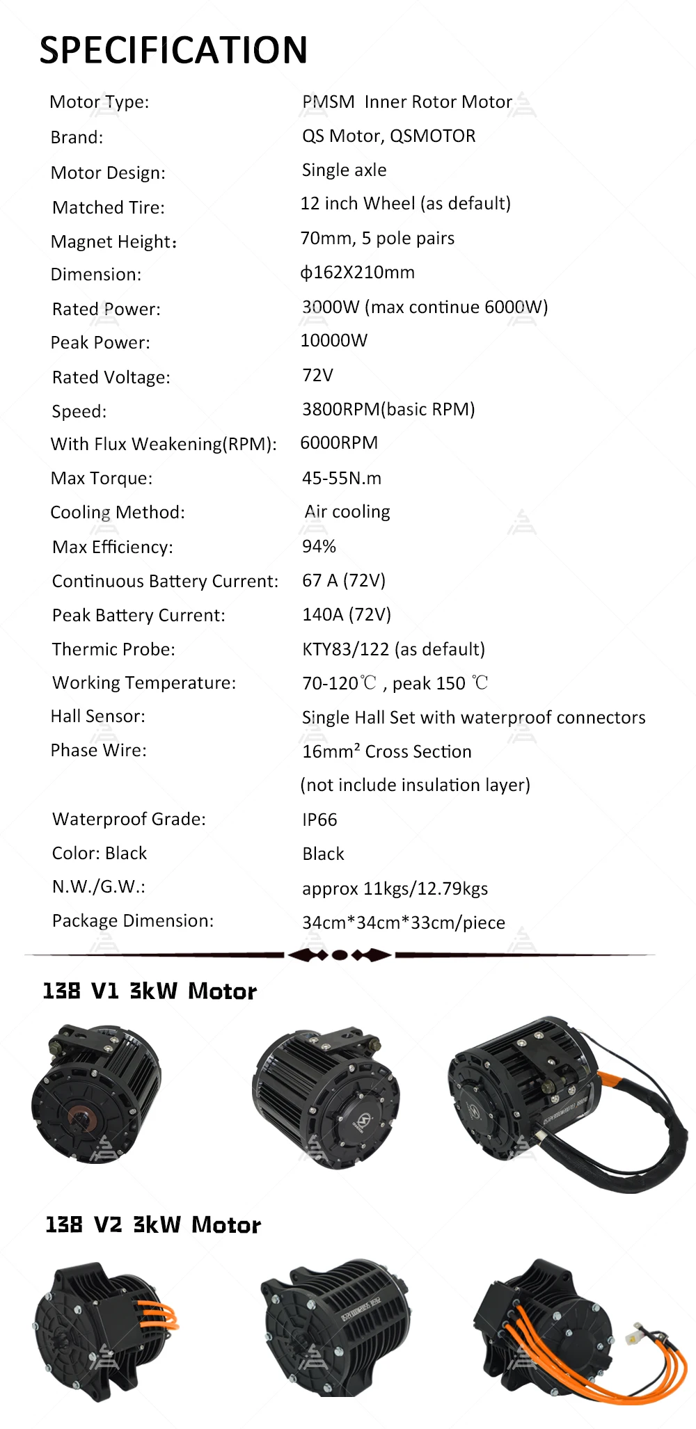 QS138 3000W V1 Belt Design Mid - đánh giá và giá Mid Drive Motor Kit 72V 3000W